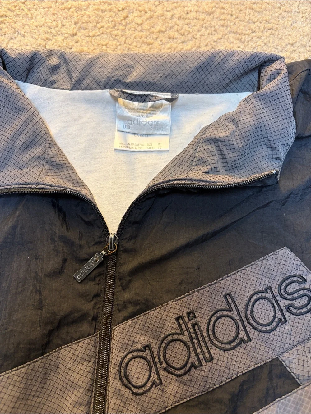 Adidas Black and Light Gray Retro Track Jacket
